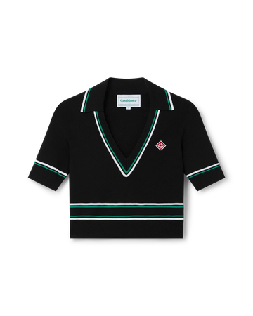 Cropped Knit Polo Shirt